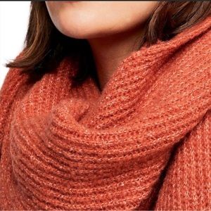 NWT Free People Jaden Ribbed Fringe Blanket Scarf in Terracotta